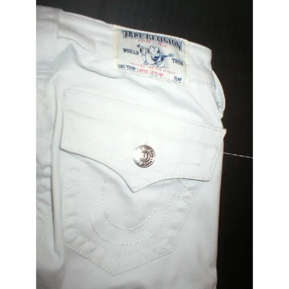 NWT New Womens True Religion Brand Jeans Skinny Cargo Pants 24 Pale Gray Comfy