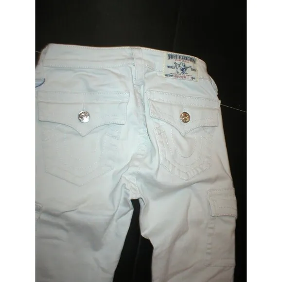 NWT New Womens True Religion Brand Jeans Skinny Cargo Pants 24 Pale Gray Comfy