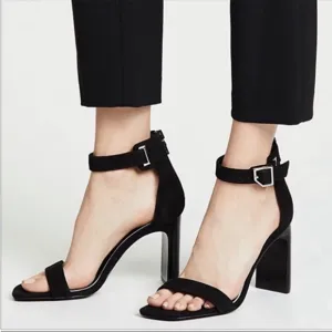 NWT Rag &amp; Bone Ellis Sandals Heels Leather Suede Black 2.5” heel Size 8