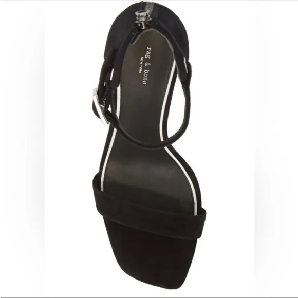 NWT Rag &amp; Bone Ellis Sandals Heels Leather Suede Black 2.5” heel Size 8