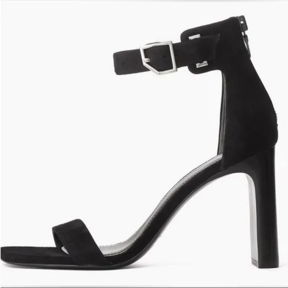 NWT Rag &amp; Bone Ellis Sandals Heels Leather Suede Black 2.5” heel Size 8