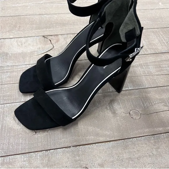 NWT Rag &amp; Bone Ellis Sandals Heels Leather Suede Black 2.5” heel Size 8