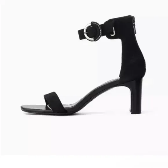 NWT Rag &amp; Bone Ellis Sandals Heels Leather Suede Black 2.5” heel Size 8
