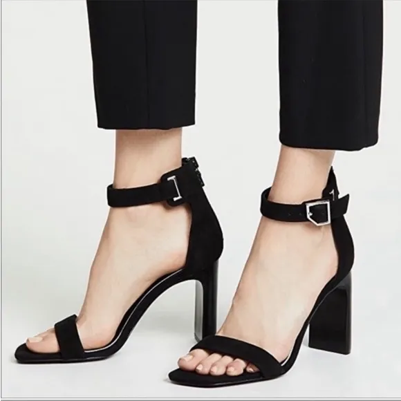 NWT Rag &amp; Bone Ellis Sandals Heels Leather Suede Black 2.5” heel Size 8