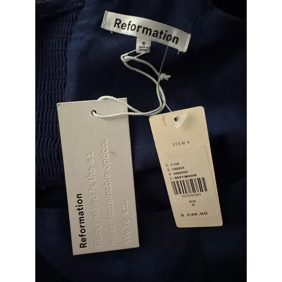 NWT Reformation Belgium Linen Maxi Dress Size 6