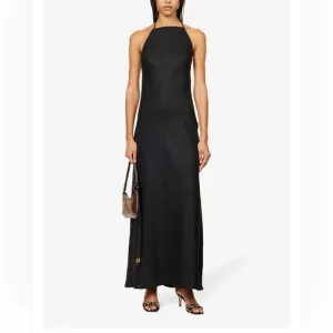 NWT Reformation Selia Halterneck Linen Maxi Dress‎ Black Sz Small $250