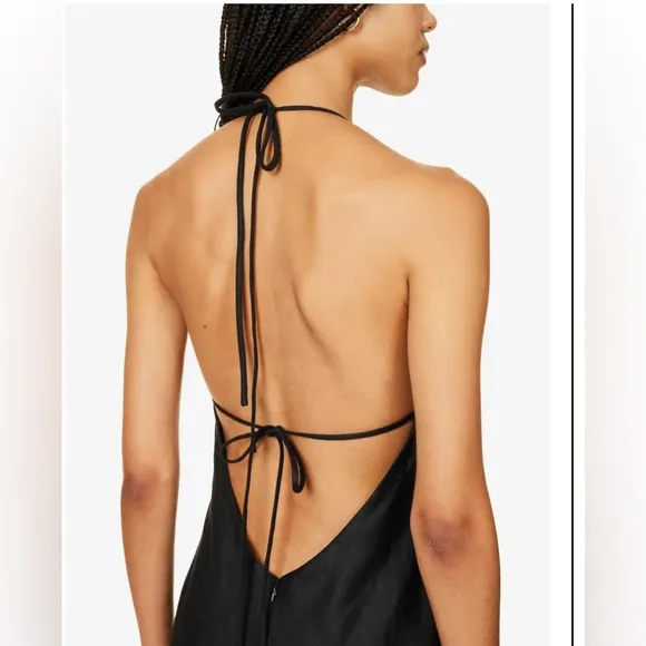 NWT Reformation Selia Halterneck Linen Maxi Dress‎ Black Sz Small $250