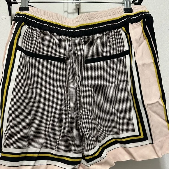 NWT Reiss Rae Stripe Print High Waist Shorts In Pink