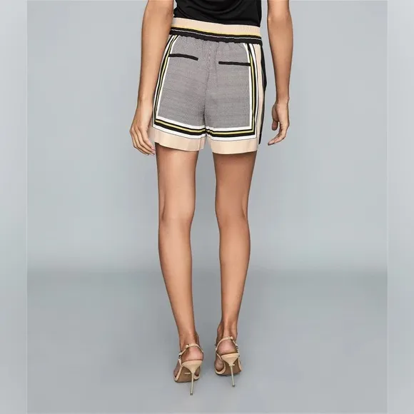 NWT Reiss Rae Stripe Print High Waist Shorts In Pink