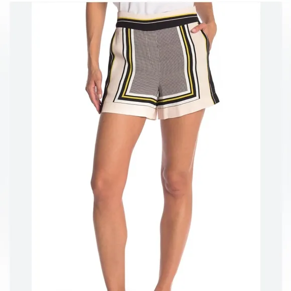 NWT Reiss Rae Stripe Print High Waist Shorts In Pink