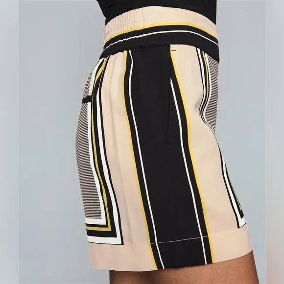 NWT Reiss Rae Stripe Print High Waist Shorts In Pink