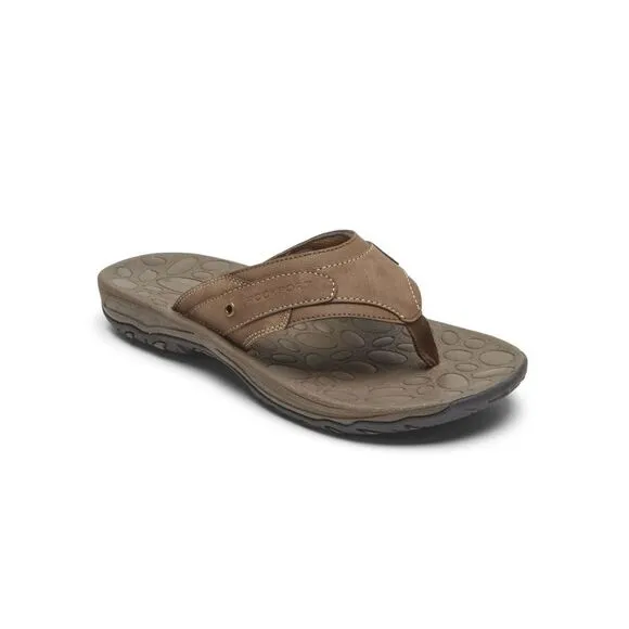 NWT ROCKPORT Mens Brown Lightweight Hayes Toe Slip On Thong Sandals 10.5 M