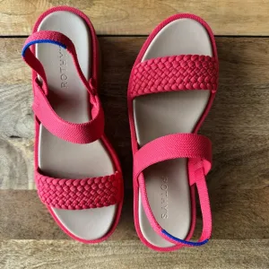 NWT Rothy’s Lightweight Wedge Sandal Red Hot Woven Size 9 Platform Statement