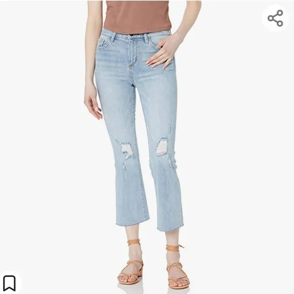 NWT Sam Edelman JENA The Stiletto High Rise Crop Boot Blue Jeans Size 28