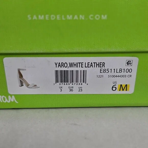 NWT Sam Edelman Women's Yaro White Leather Sandals Heels