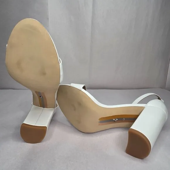 NWT Sam Edelman Women's Yaro White Leather Sandals Heels