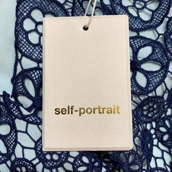 NWT Self-Portrait Bow Embellished Blue Lace Dress $428