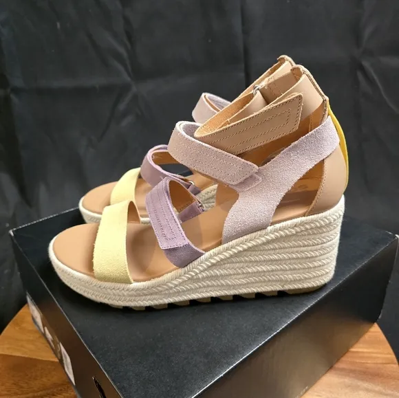 NWT Sorel Cameron Wedge Multistrap Sandal Shale,Mauve,Seasalt Women's Sz 9.