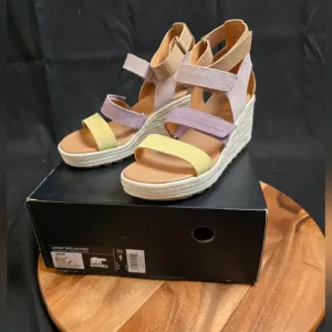 NWT Sorel Cameron Wedge Multistrap Sandal Shale,Mauve,Seasalt Women's Sz 9.