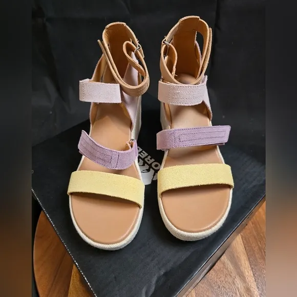 NWT Sorel Cameron Wedge Multistrap Sandal Shale,Mauve,Seasalt Women's Sz 9.