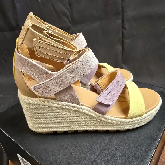NWT Sorel Cameron Wedge Multistrap Sandal Shale,Mauve,Seasalt Women's Sz 9.