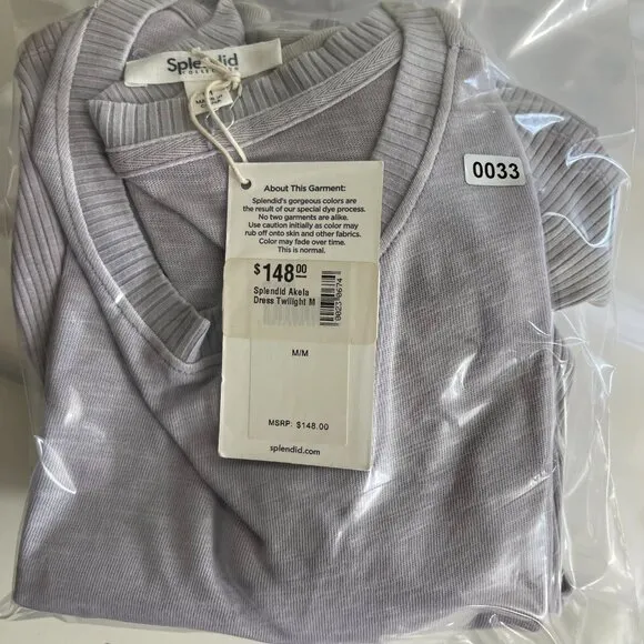 NWT Splendid Women's Twilight Grey Cap Sleeve Mini Ankle Dress Size Medium