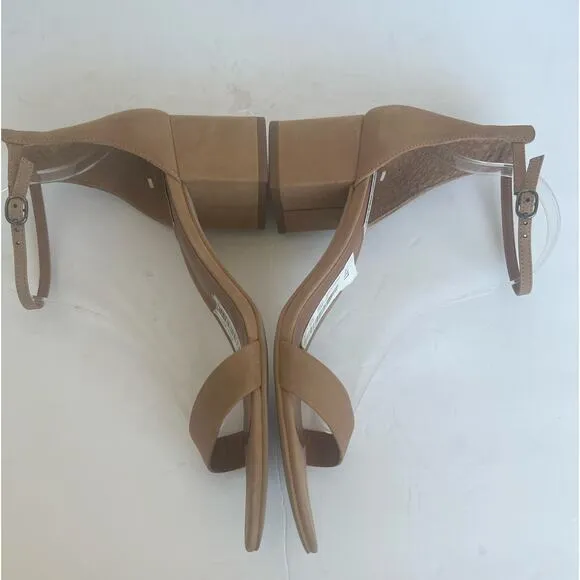 NWT Steve Madden Irenee Tan Leather Ankle Straps Low Heel Sandals Sz 11