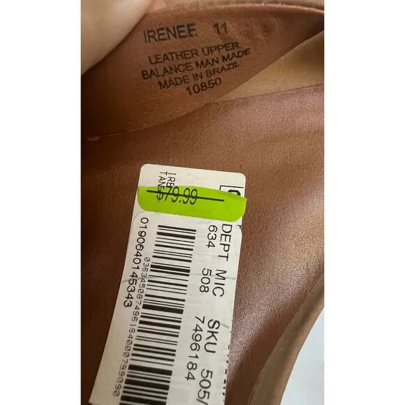 NWT Steve Madden Irenee Tan Leather Ankle Straps Low Heel Sandals Sz 11