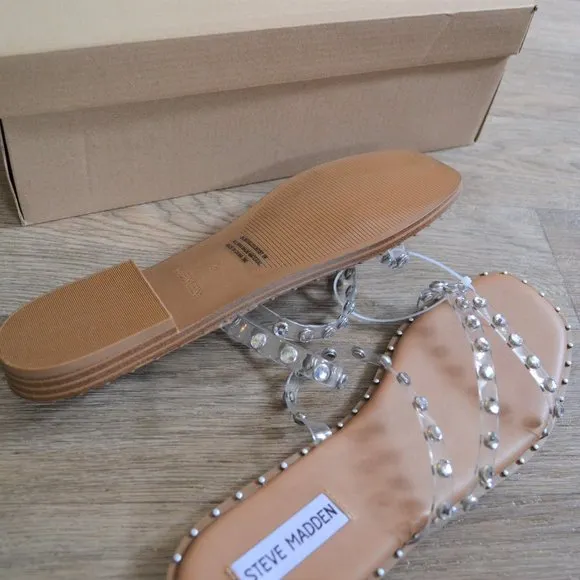 NWT Steve Madden Skyler Crystal Studded Strappy Sandals