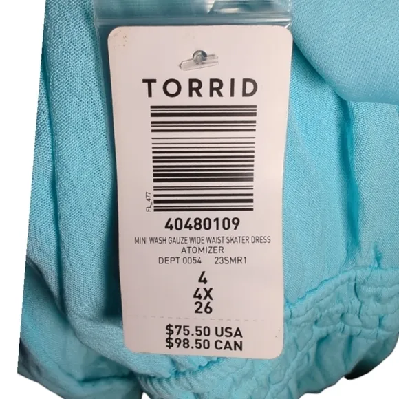 NWT Torrid Mini Wash Gauze Wide Waist Skater Dress Size 4X / 26