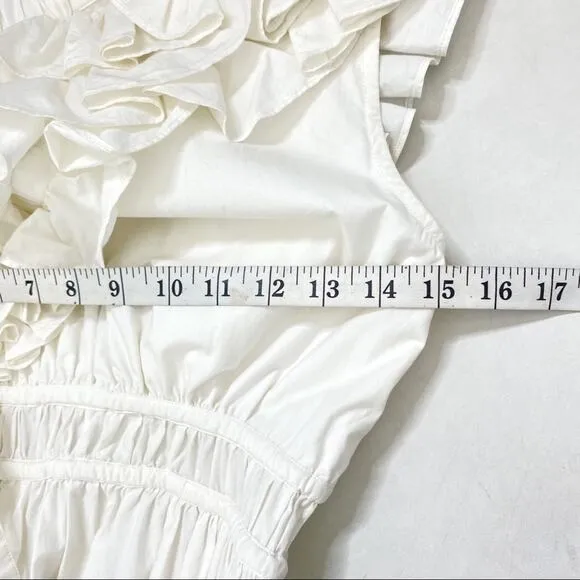 NWT Ulla Johnson Imogen Ruffle Asymmetrical Cotton Dress in Blanc White Size 0