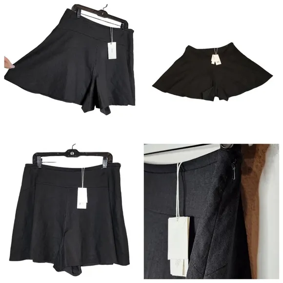 NWT Vince linen blend flounce black shorts