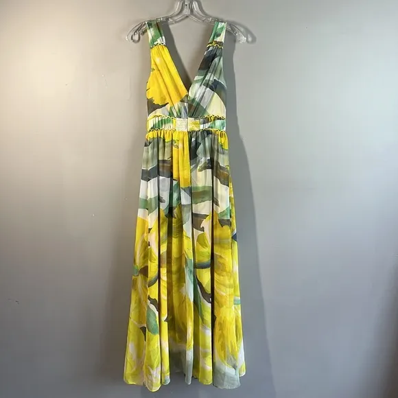 NWT White House Black Market Sleeveless Braided Floral Maxi Dress Size 0