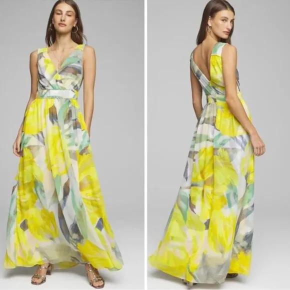 NWT White House Black Market Sleeveless Braided Floral Maxi Dress Size 0