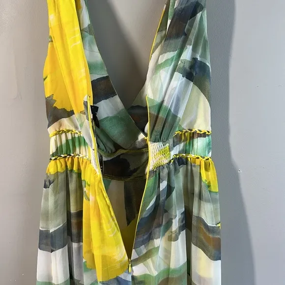 NWT White House Black Market Sleeveless Braided Floral Maxi Dress Size 0