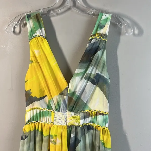 NWT White House Black Market Sleeveless Braided Floral Maxi Dress Size 0