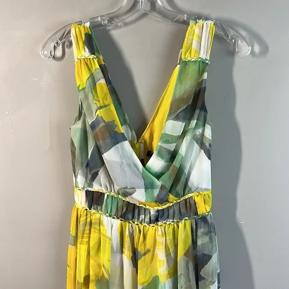 NWT White House Black Market Sleeveless Braided Floral Maxi Dress Size 0