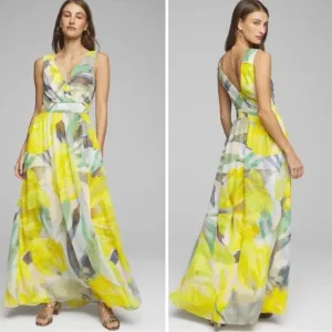 NWT White House Black Market Sleeveless Braided Floral Maxi Dress Size 0