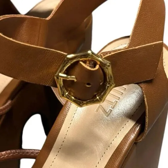 NWT women’s SCHULTZ Mahi Cutout New Caramelo block heel sandals sz 8.5