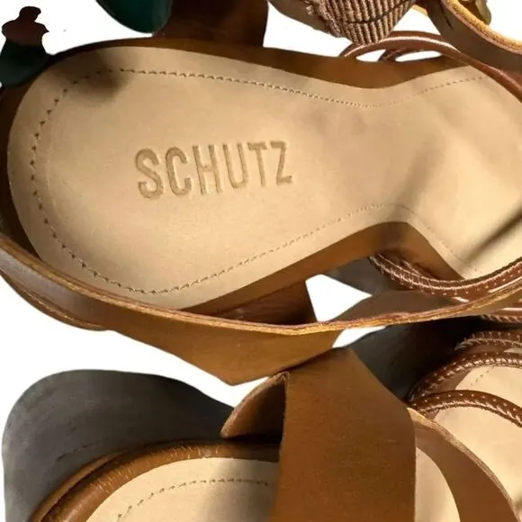 NWT women’s SCHULTZ Mahi Cutout New Caramelo block heel sandals sz 8.5