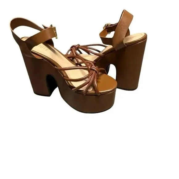 NWT women’s SCHULTZ Mahi Cutout New Caramelo block heel sandals sz 8.5