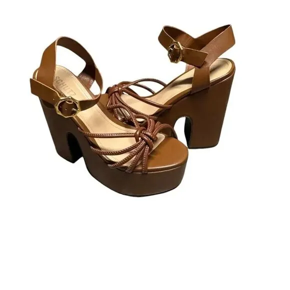 NWT women’s SCHULTZ Mahi Cutout New Caramelo block heel sandals sz 8.5