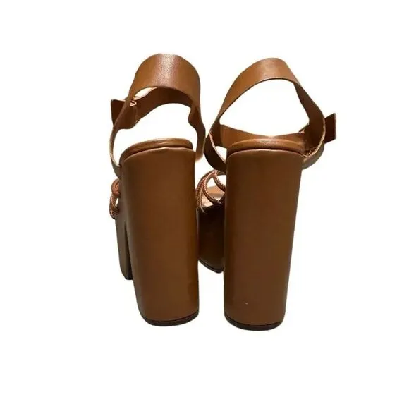 NWT women’s SCHULTZ Mahi Cutout New Caramelo block heel sandals sz 8.5