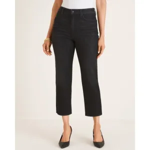 NWT Womens Size 4 Chico's Black Charcoal Wash High-Rise Straight-Leg Crop Jeans