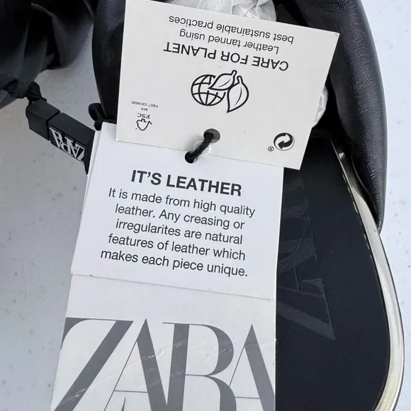 NWT Zara Padded Puffy Woven Square Toe Black Leather Mules Heels Shoe Sandals 36