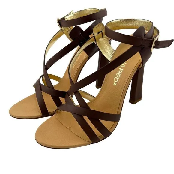 NWT Dsquared2 Women’s Brown Leather Stiletto Heel Sandals US 8 | Made in Italy