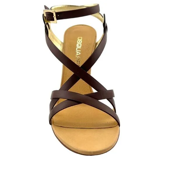 NWT Dsquared2 Women’s Brown Leather Stiletto Heel Sandals US 8 | Made in Italy