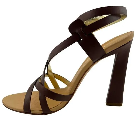 NWT Dsquared2 Women’s Brown Leather Stiletto Heel Sandals US 8 | Made in Italy