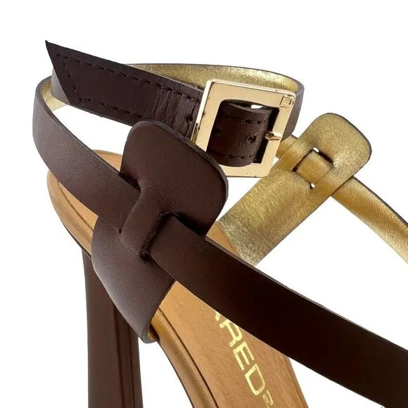 NWT Dsquared2 Women’s Brown Leather Stiletto Heel Sandals US 8 | Made in Italy