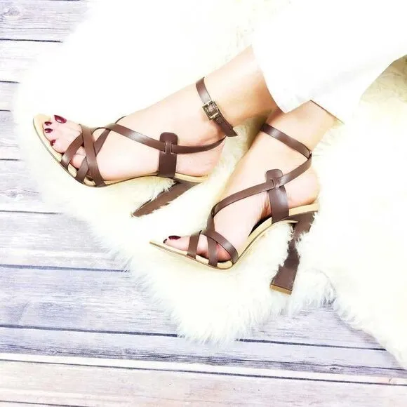 NWT Dsquared2 Women’s Brown Leather Stiletto Heel Sandals US 8 | Made in Italy